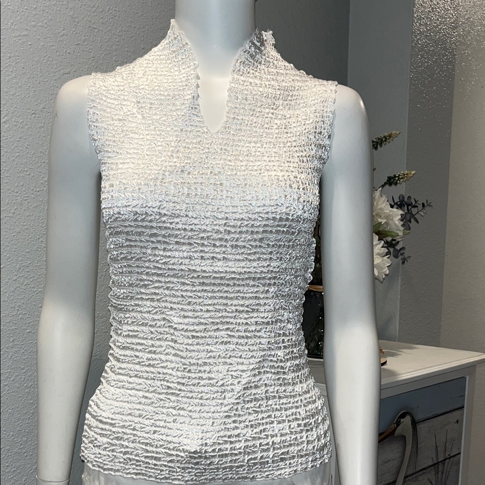 Valentina White Textured Tank Top